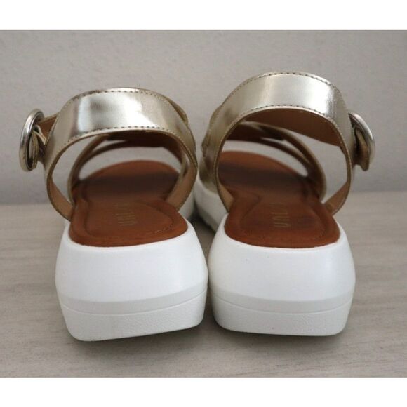 Unisa Women's Sz 10M Gold Frencia Adjustable Strap Footbed Wedge Sandals - Picture 3 of 12